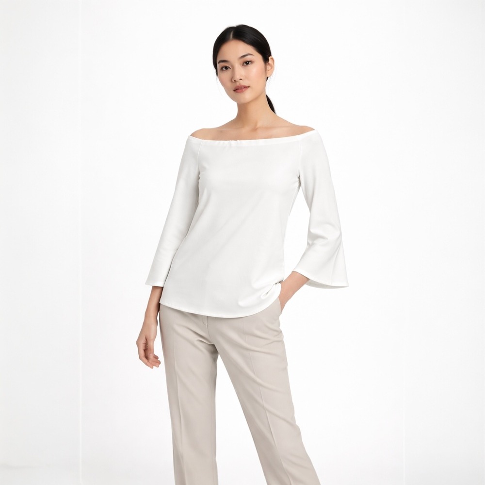 Tuckernuck Women‎ Miranda Off The Shoulder White M Minimalist Stretch Clean Girl